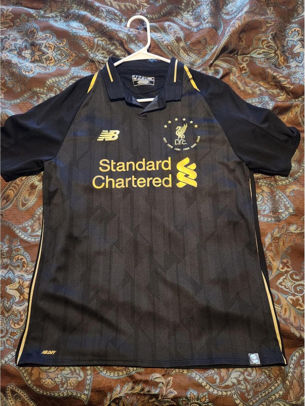 Liverpool 2018/2019 England Black/Gold Commemorative Soccer Jersey Size M
